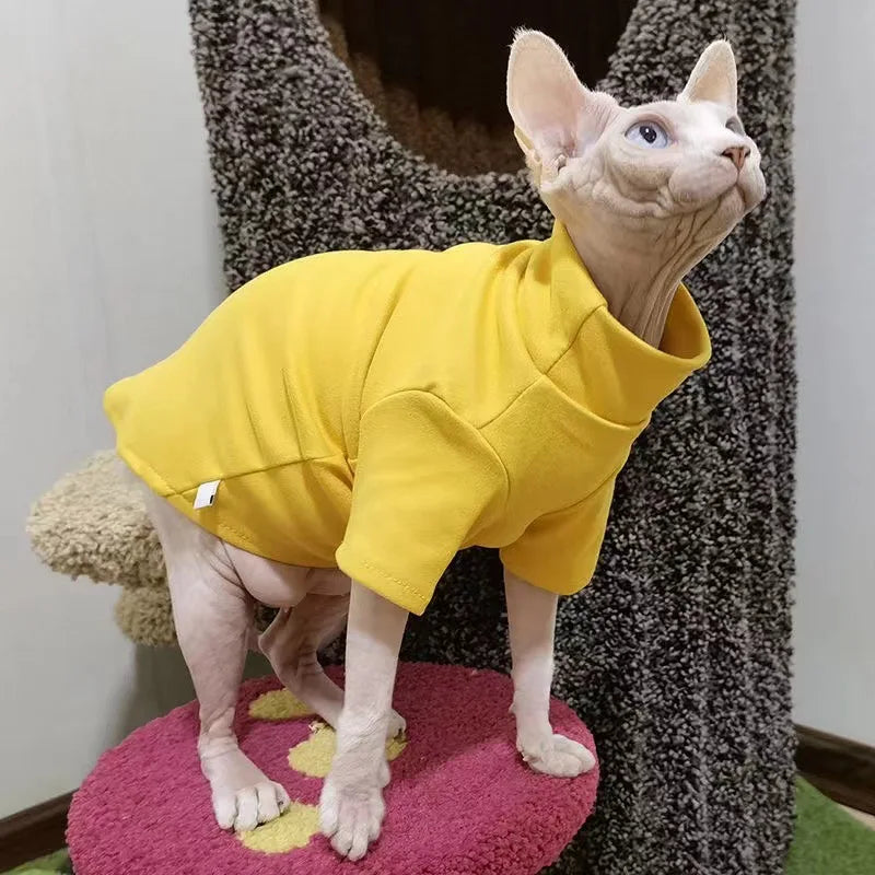 Sphynx Cat Clothes Winter Thick Pet Clothes for Small Dogs Cats Pullover Shirt Soft Warm Hairless Cat Pajamas Dachshund Clothing