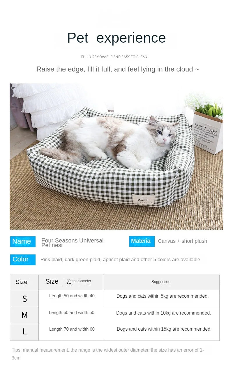 Super Soft Plush pet Bed, Four Seasons Universal  Kennel, Small Medium Pet Cushion Pad, Cat Nask Sleeping Bed, Pet Warm Mattress